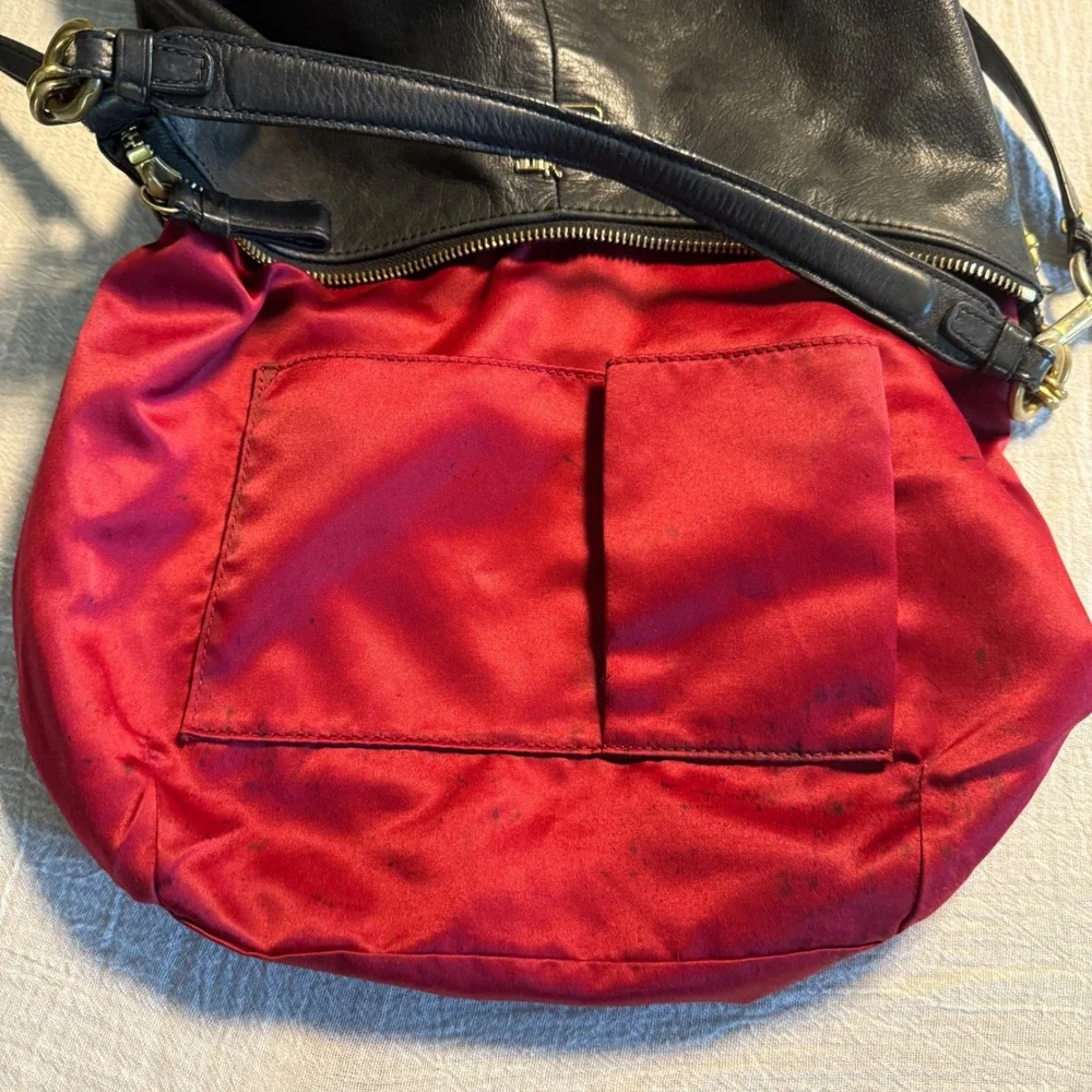Coach Black Leather Crossbody Hobo Shoulder Bag Designer‎ Purse Handbag